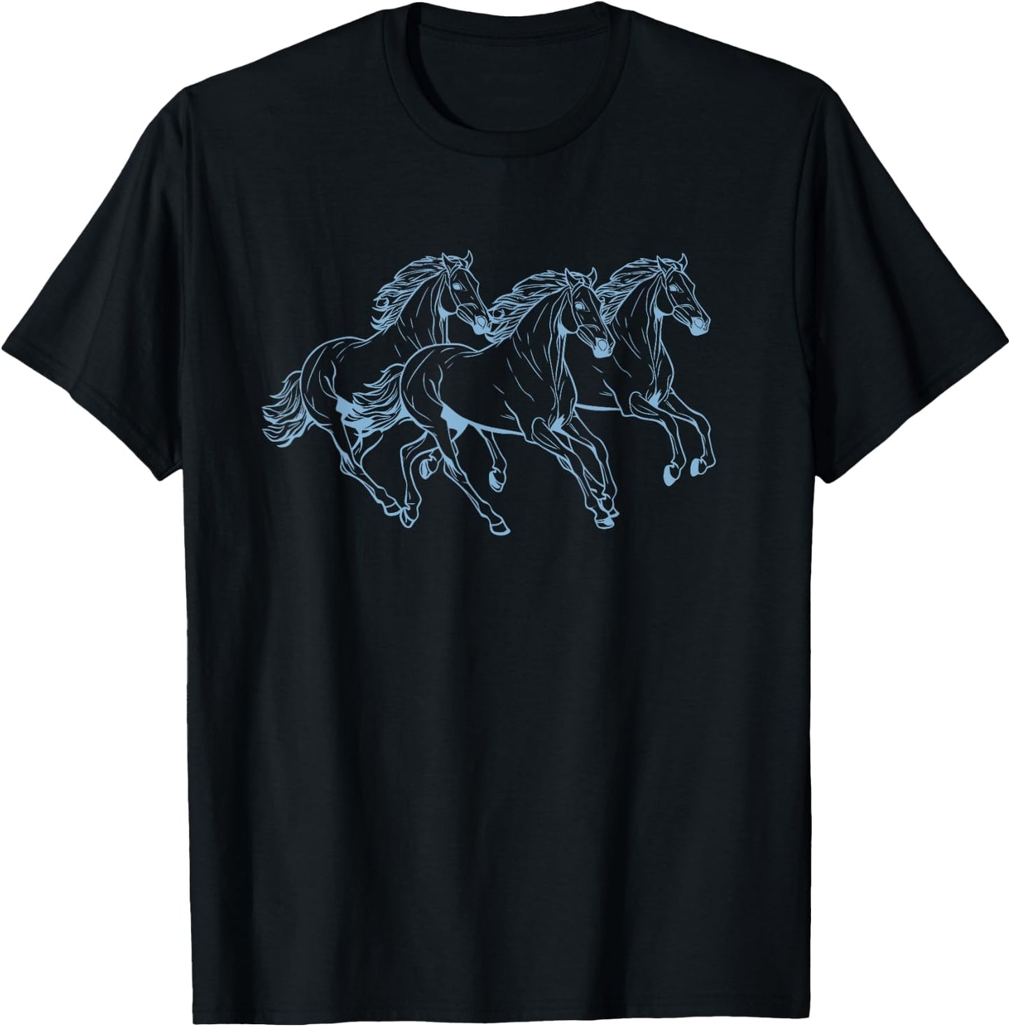 Majestic Horses Running T-Shirt - T-Shirt | Black