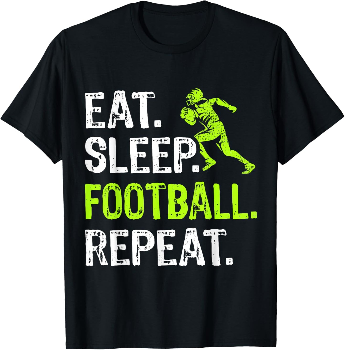 Eat Sleep Football Repeat Football Player Funny T-Shirt - T-Shirt | Black
