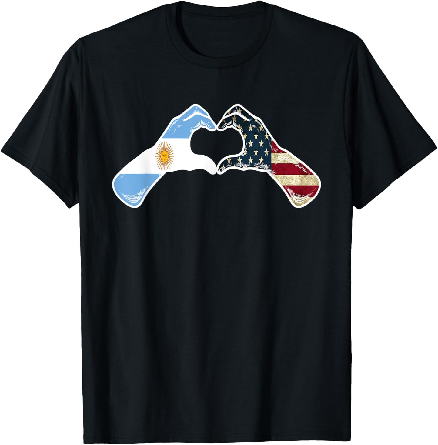 Argentine American USA Flag - USA Argentinian Heart T-Shirt - T-Shirt | Black