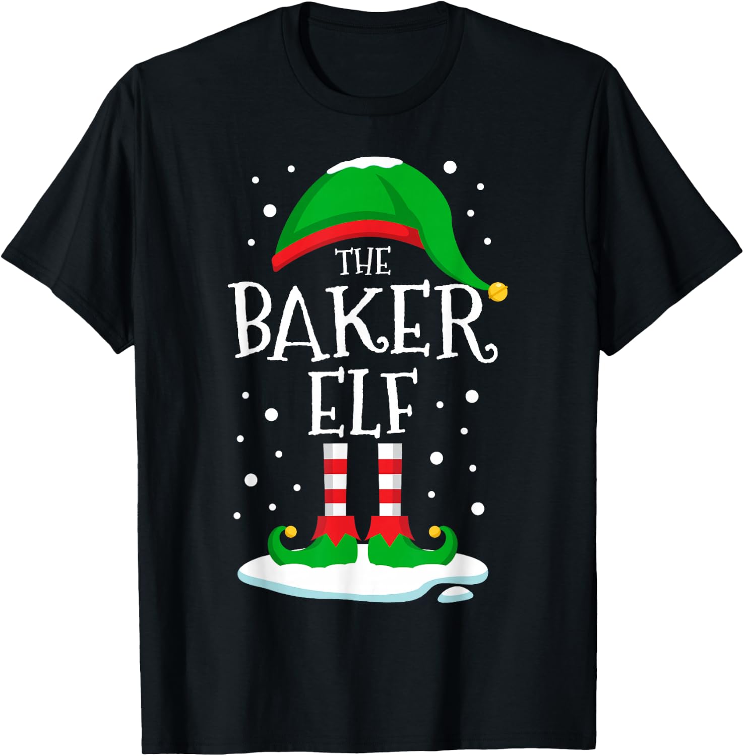 The Baker Elf Christmas Family Matching Xmas Baking Funny T-Shirt - T-Shirt | Black