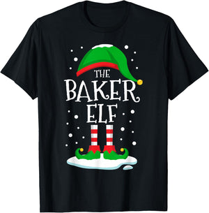 The Baker Elf Christmas Family Matching Xmas Baking Funny T-Shirt - T-Shirt | Black