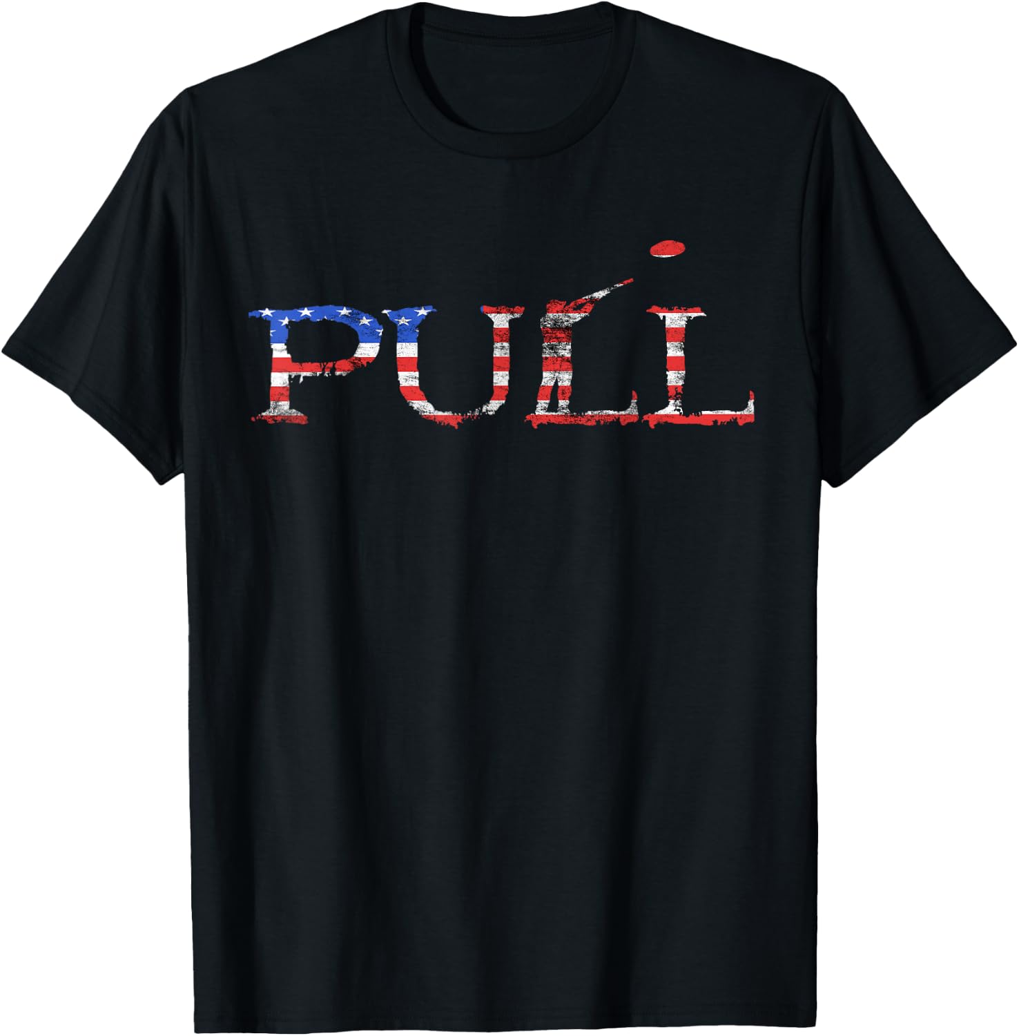 Skeet Trap Clay Patriotic Pull Shooter USA American Flag T-Shirt - T-Shirt | Black