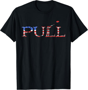 Skeet Trap Clay Patriotic Pull Shooter USA American Flag T-Shirt - T-Shirt | Black