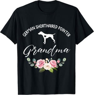German Shorthaired Pointer Dog Grandma Floral Mother's Day T-Shirt - T-Shirt | Black