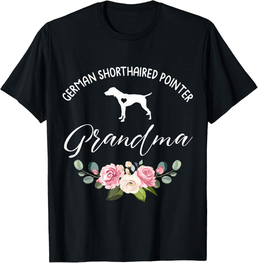 German Shorthaired Pointer Dog Grandma Floral Mother's Day T-Shirt - T-Shirt | Black