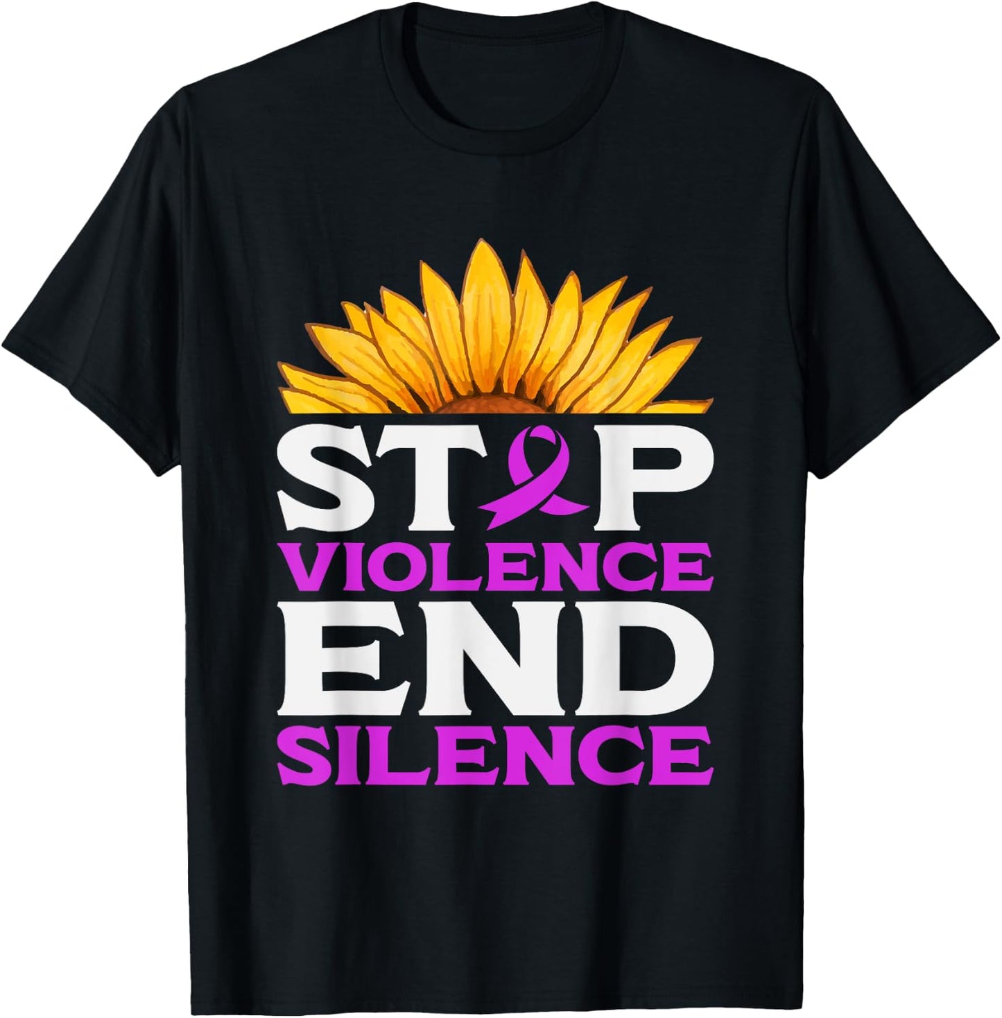 Stop Violence End Silence | Domestic Violence Awareness T-Shirt - T-Shirt | Black