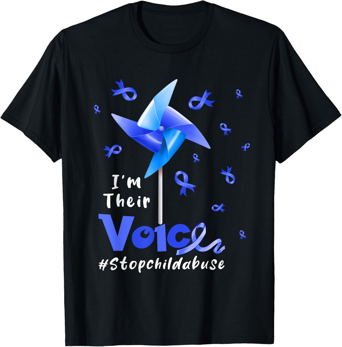 I'm Their Voice Stop Child Abuse Proud Prevention Awareness T-Shirt - T-Shirt | Black