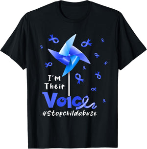 I'm Their Voice Stop Child Abuse Proud Prevention Awareness T-Shirt - T-Shirt | Black