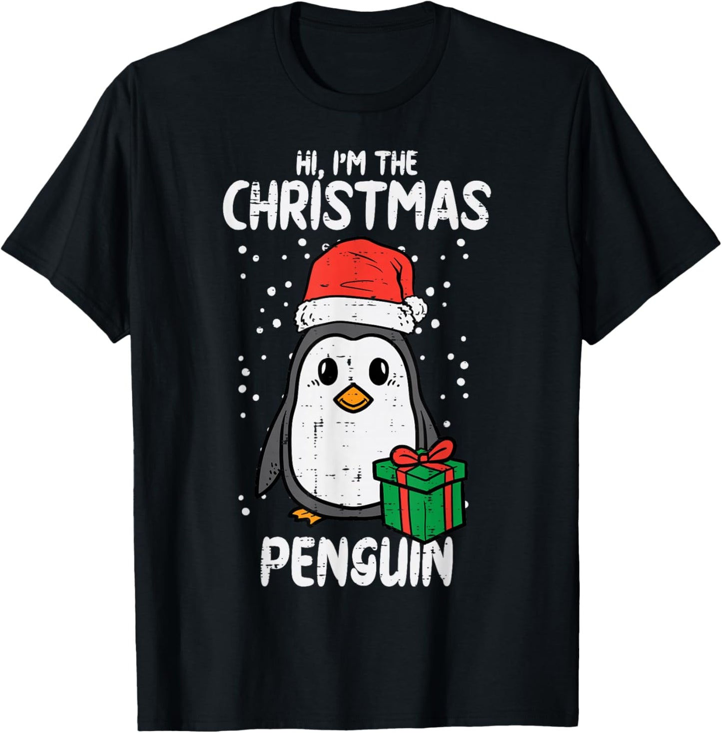 Christmas Penguin Santa Cute Xmas Men Women Boys Girls Kids T-Shirt - T-Shirt | Black