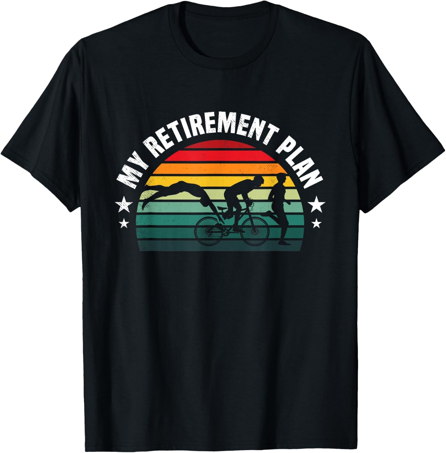 Triathlon retirement plan retro sunset art T-Shirt - T-Shirt | Black