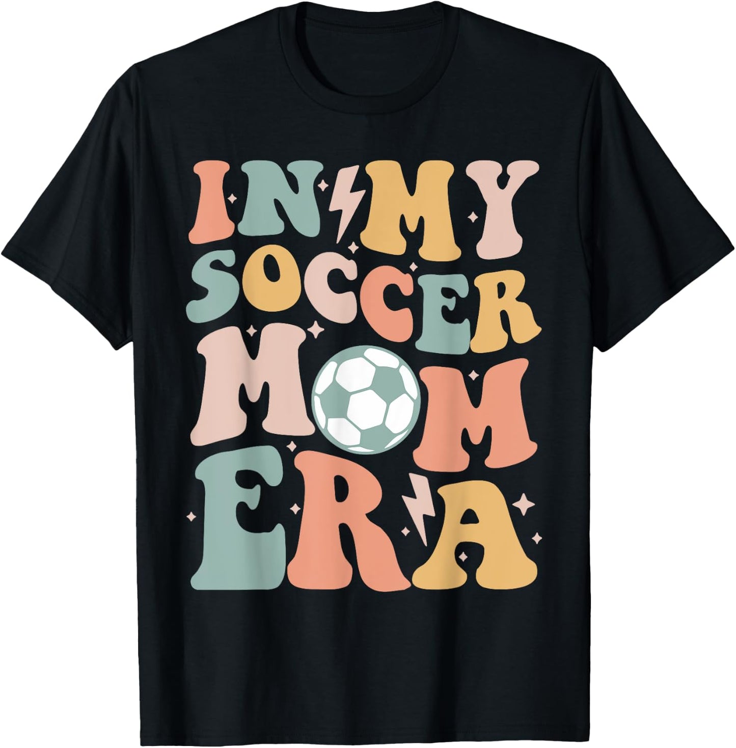In My Soccer Mom Era Groovy Soccer Team Player Mother's Day T-Shirt - T-Shirt | Black