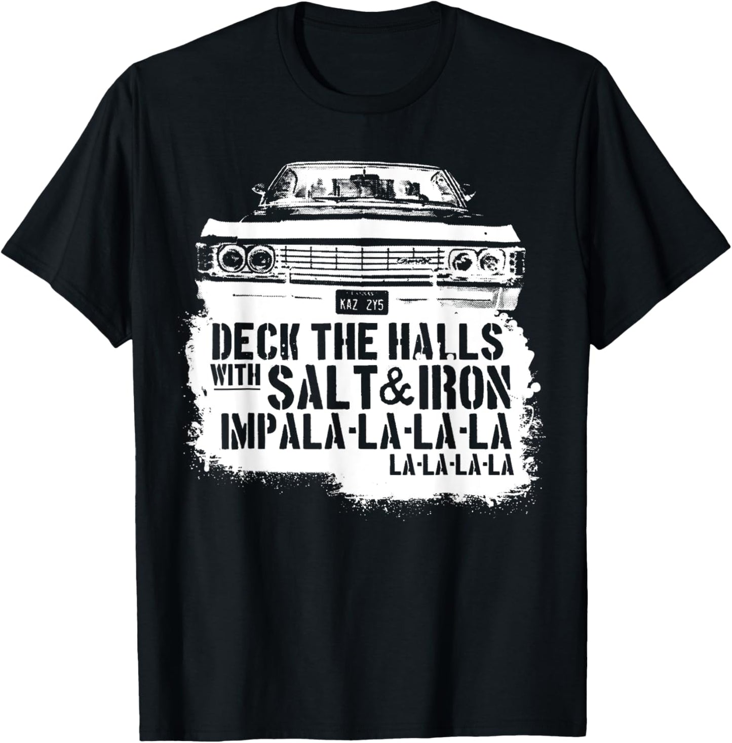 Deck Funny The Funny Halls With Salt & Iron Impala la la T-Shirt - T-Shirt | Black