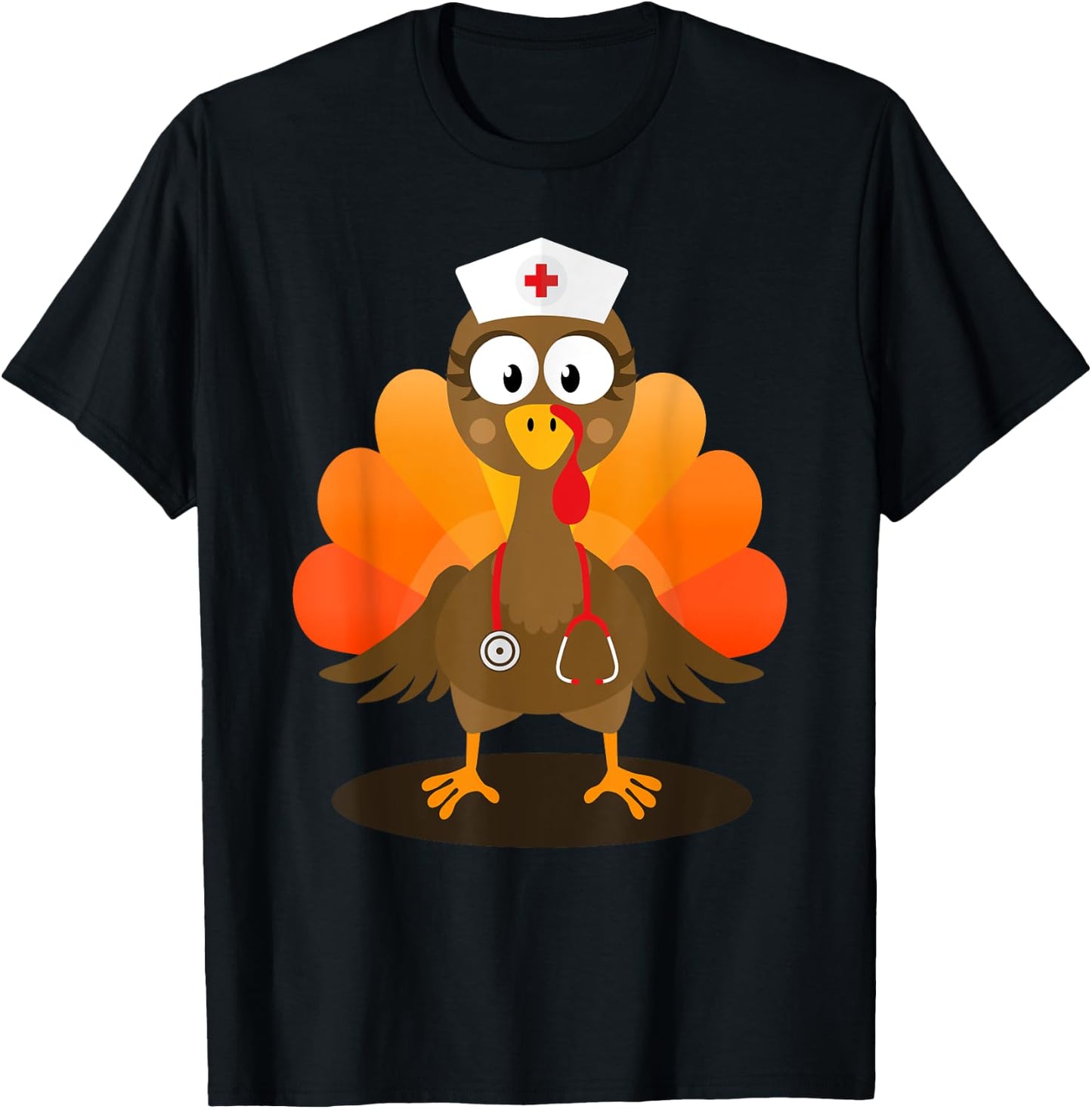 Funny nurse turkey for thanksgiving hospital nursing T-Shirt - T-Shirt | Black