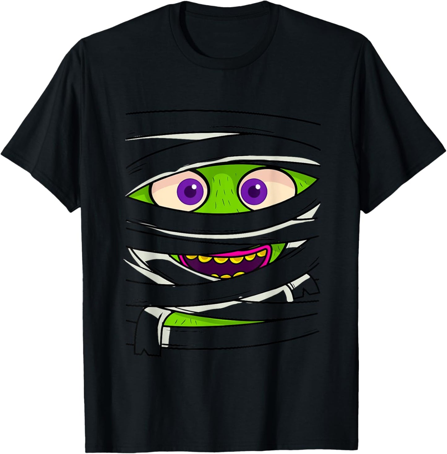 Mummy Wrap Eyes Costume Funny Scary Halloween Men Women Kids T-Shirt - T-Shirt | Black