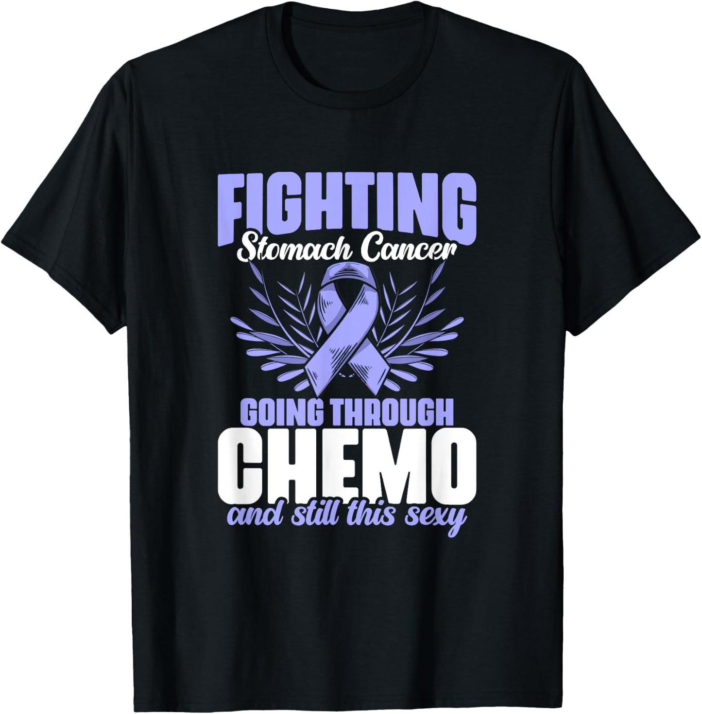 Periwinkle Ribbon Fighting Stomach Cancer Awareness T-Shirt - T-Shirt | Black