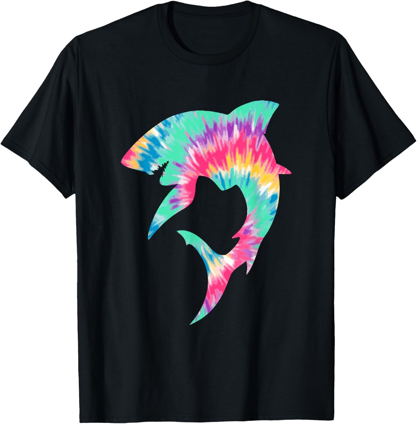 Shark Lover Shark Tie Dye Y2K Aesthetic Retro Groovy Fishing T-Shirt - T-Shirt | Black