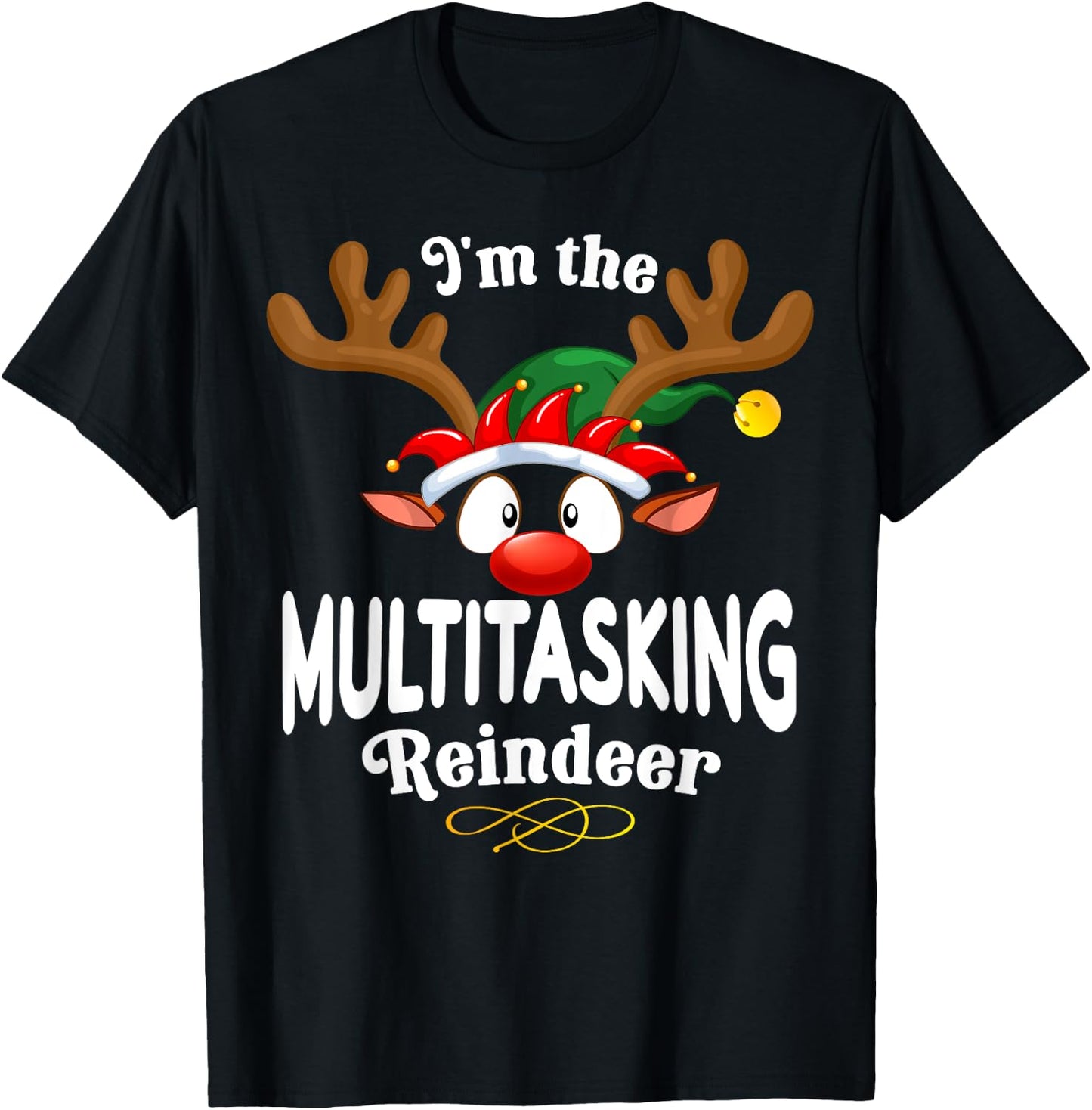 Christmas PJS Multitasking XMas Reindeer Matching T-Shirt - T-Shirt | Black