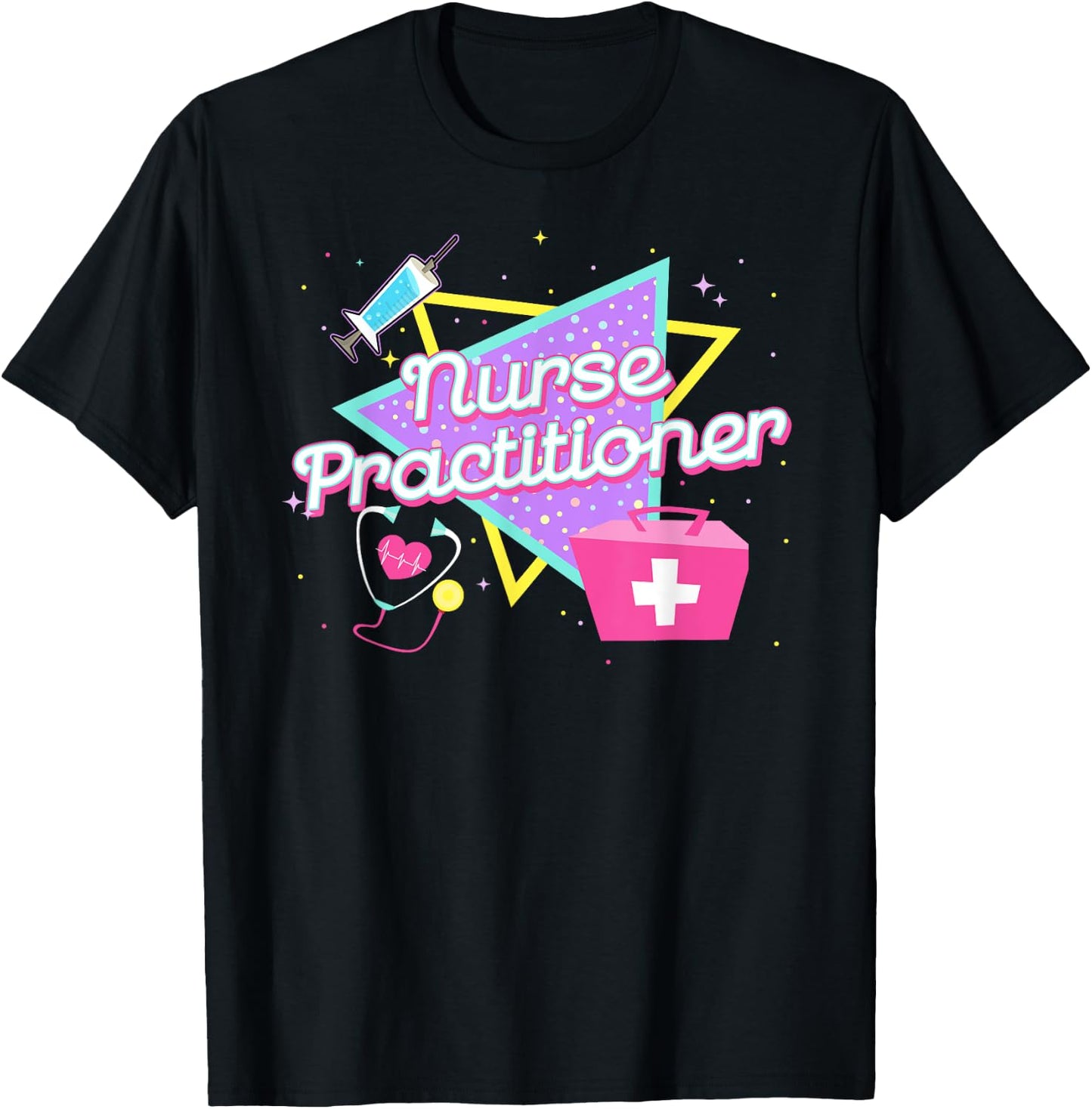 90s Retro Style Nurse Practitioner Shirts Nurse T-Shirt - T-Shirt | Black