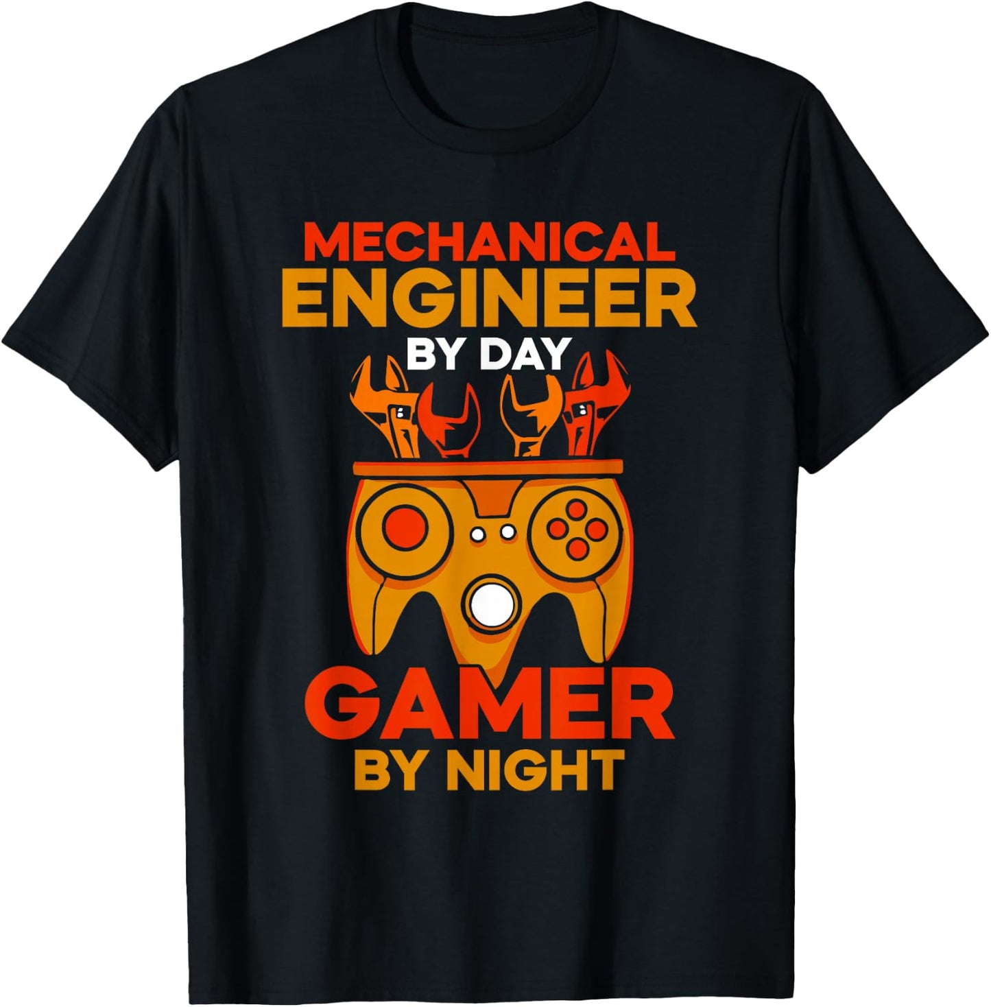 Mechanical Engineer By Day Gamer By Night Mechanical Engineering T-Shirt - T-Shirt | Black
