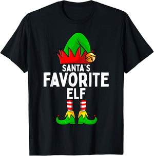 Santa's Favorite Elf Matching Family Christmas T-Shirt - T-Shirt | Black