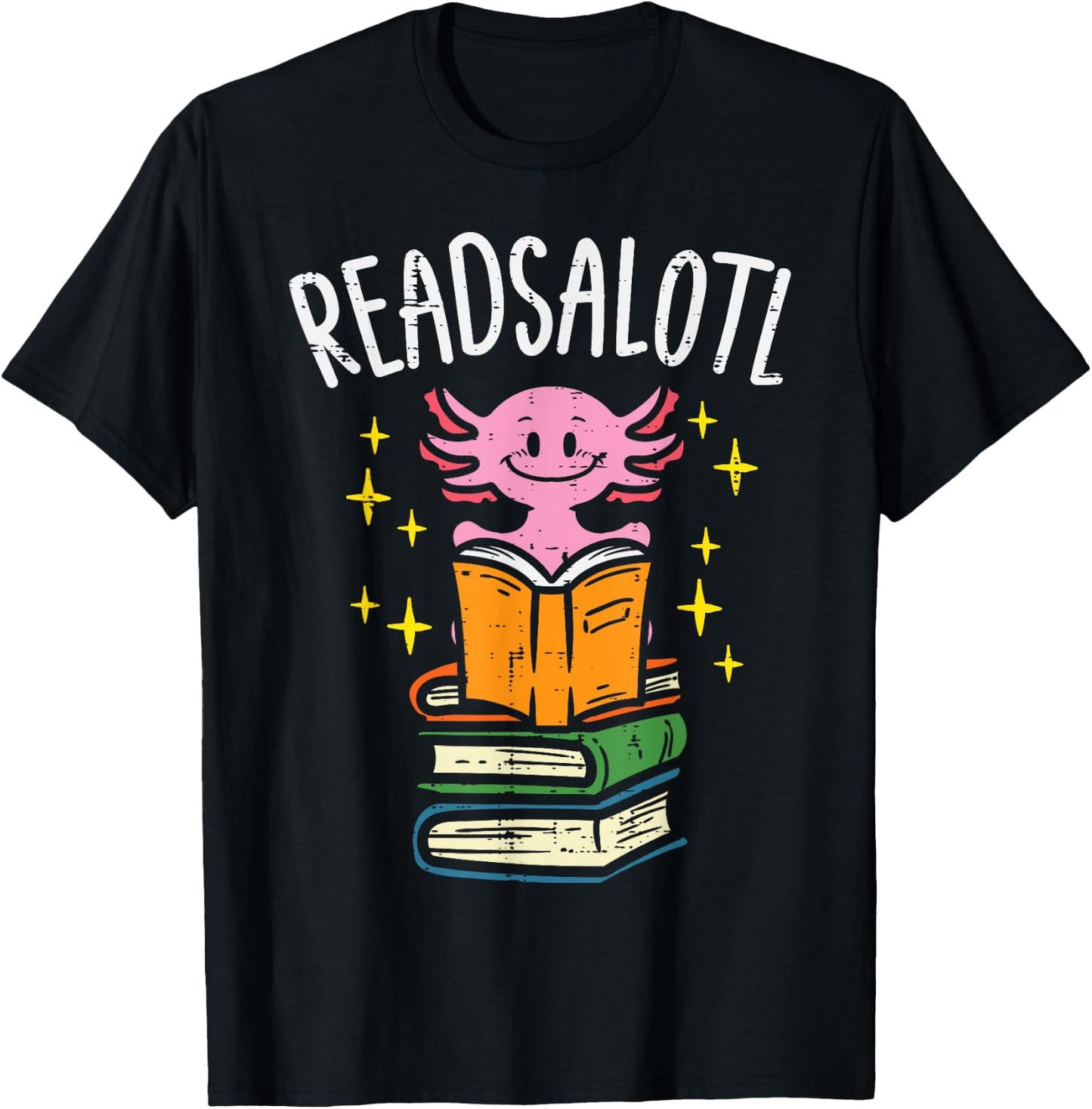 Axolotl Books Readsalotl Reading Bookworm Boys Girls Kids Small T-Shirt - T-Shirt | Black