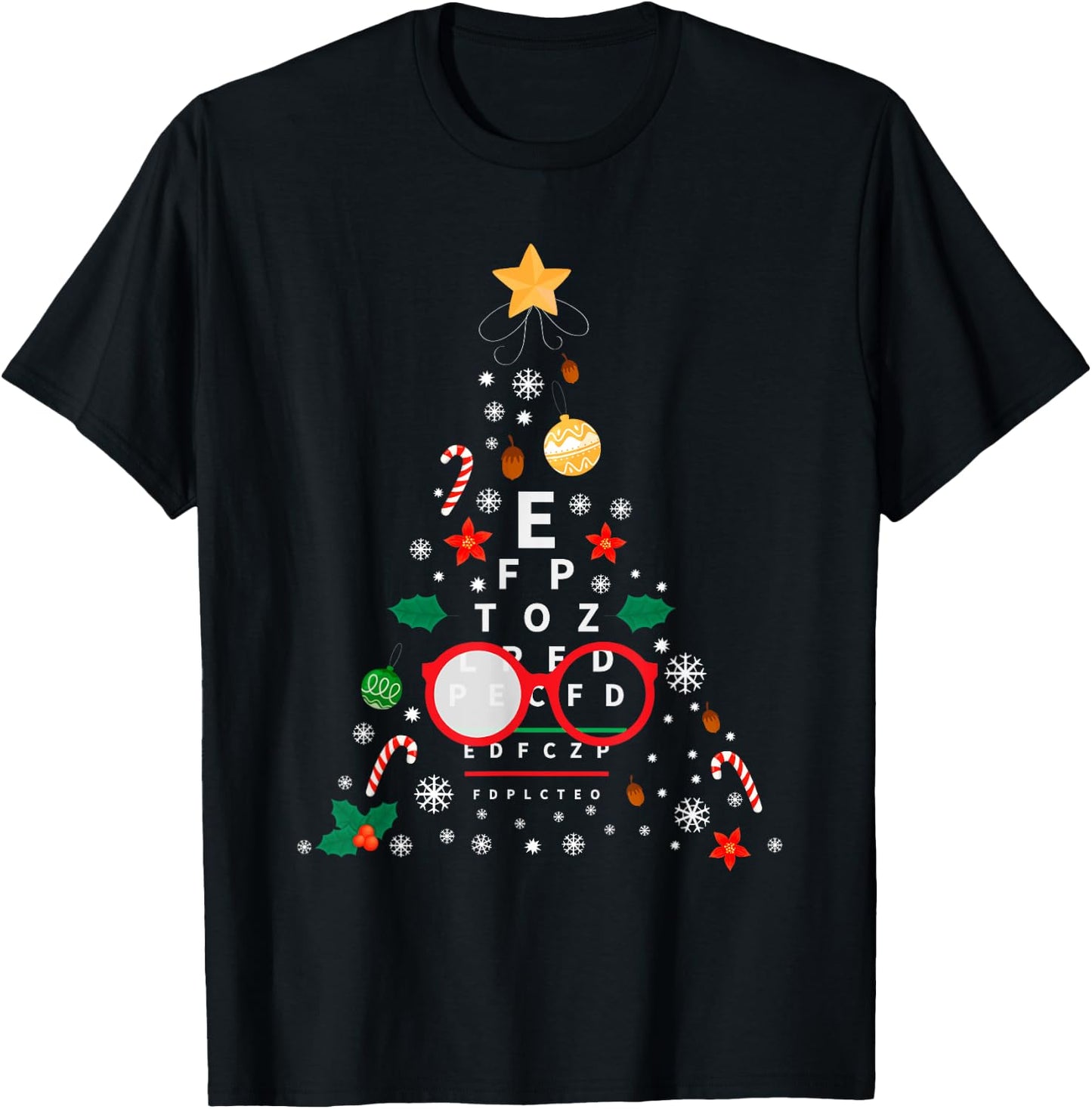 Christmas Tree Optician Optometrist | Merry Xmas New Year T-Shirt - T-Shirt | Black