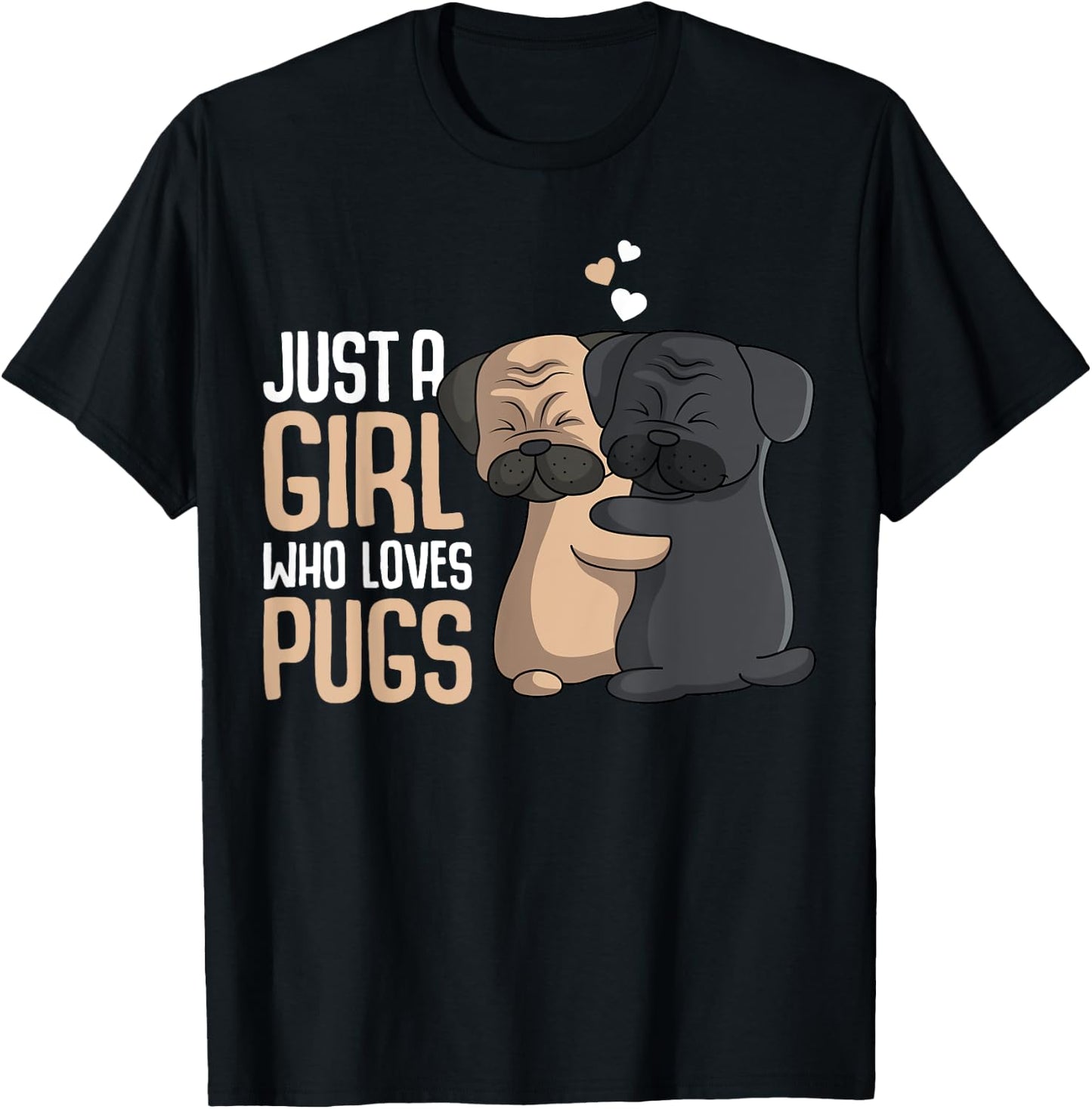 Just a Girl who loves Pugs Kids Pug Lover Girls T-Shirt - T-Shirt | Black