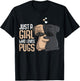 Just a Girl who loves Pugs Kids Pug Lover Girls T-Shirt - T-Shirt | Black