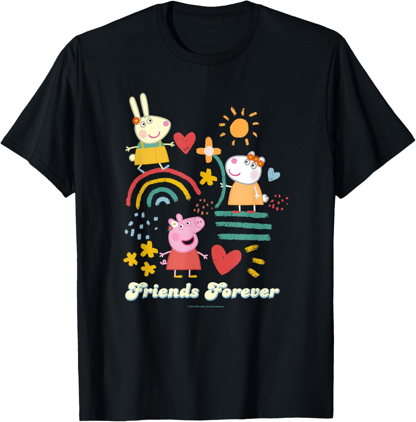 Peppa Pig Friends Forever Rebecca Rabbit & Suzy Sheep T-Shirt - T-Shirt | Black