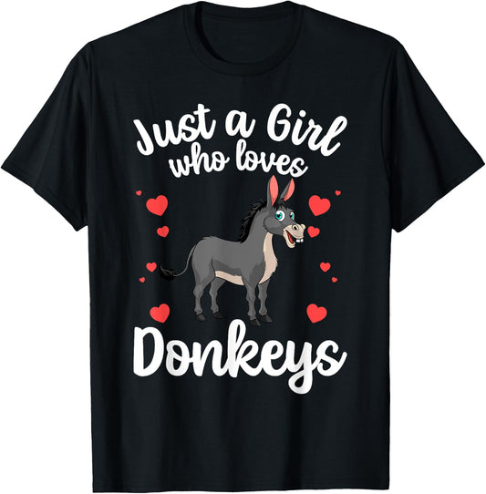 Cute Donkey Design For Girls Women Donkey Lover Foal Animal T-Shirt - T-Shirt | Black