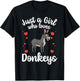 Cute Donkey Design For Girls Women Donkey Lover Foal Animal T-Shirt - T-Shirt | Black