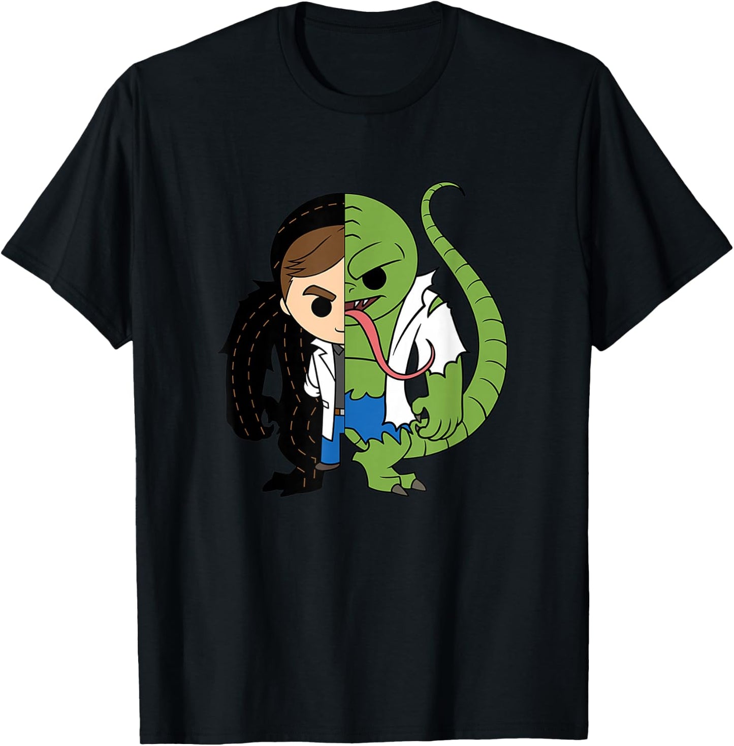 Marvel Comics Retro Classic Lizard Dr. Connors Chibi Style T-Shirt - T-Shirt | Black