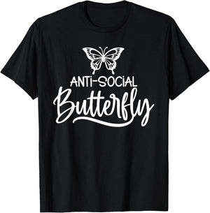 Anti-Social Butterfly Fuuny Sarcastic T-Shirt - T-Shirt | Black