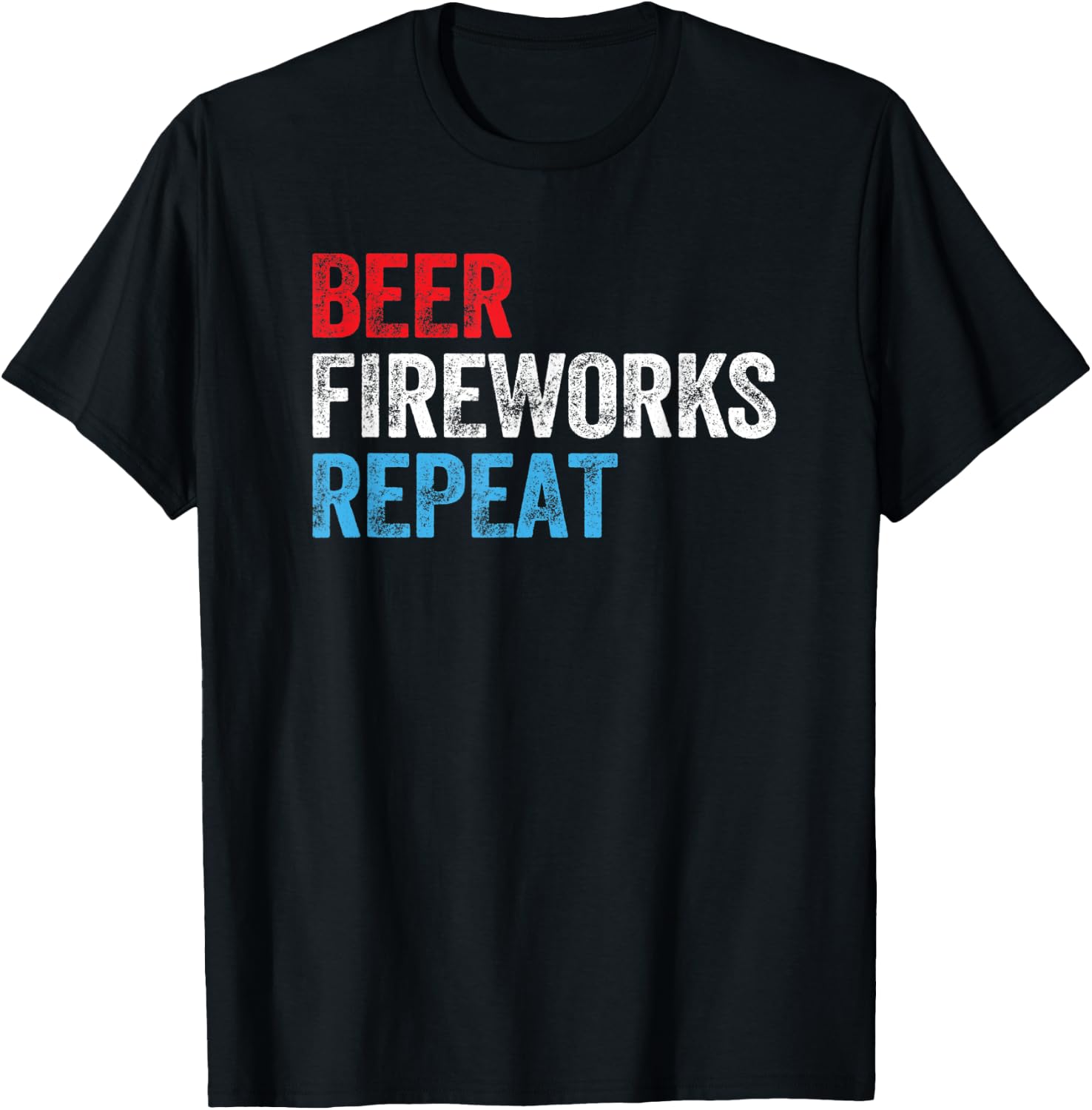 Beer Fireworks Repeat Star Funny July 4th Fireworks Men T-Shirt - T-Shirt | Black