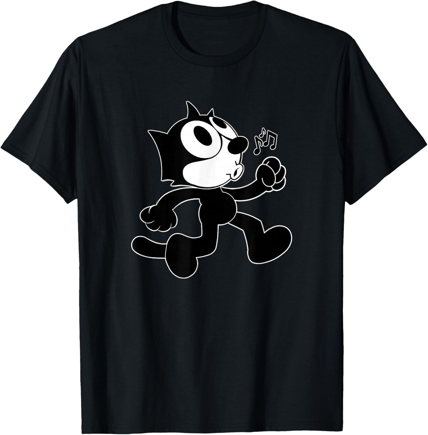 Felix Cartoon Whistling and Walking Music Notes Felix T-Shirt - T-Shirt | Black