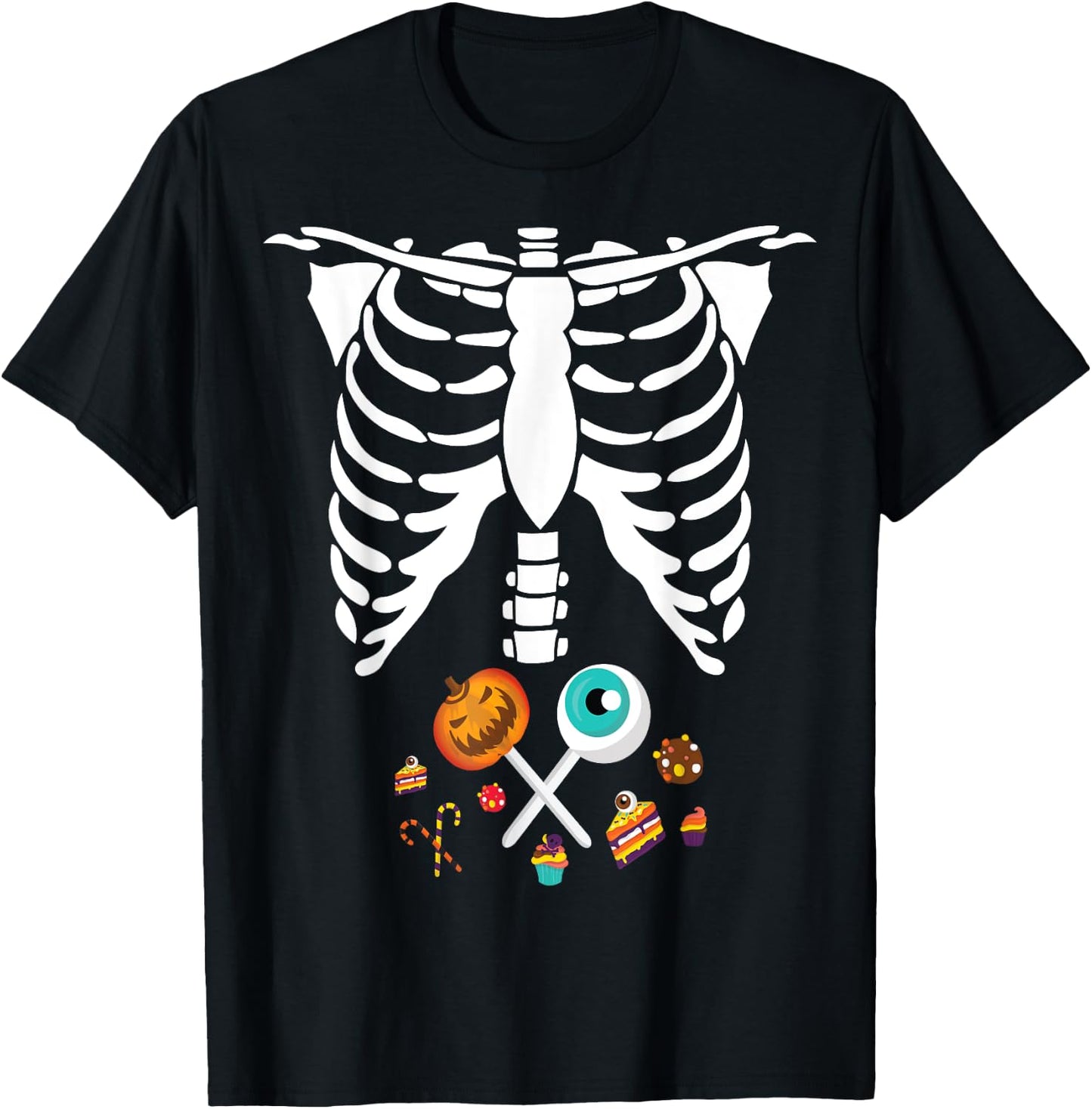 Funny Halloween Skeleton Candy X-Ray Costume Kids Boys Girls T-Shirt - T-Shirt | Black