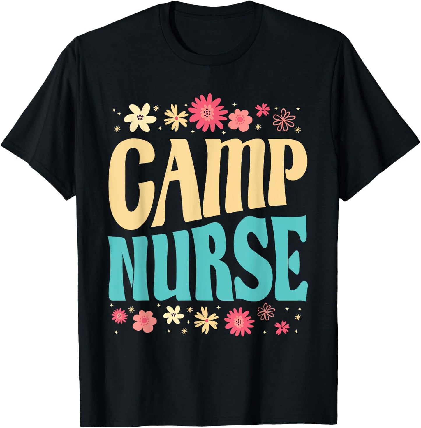 Camp Nurse Floral Outfit Summer Camping Registered Nurses Women T-Shirt - T-Shirt | Black