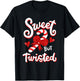 Sweet But Twisted Funny Christmas Candy Cane Xmas Holiday T-Shirt - T-Shirt | Black