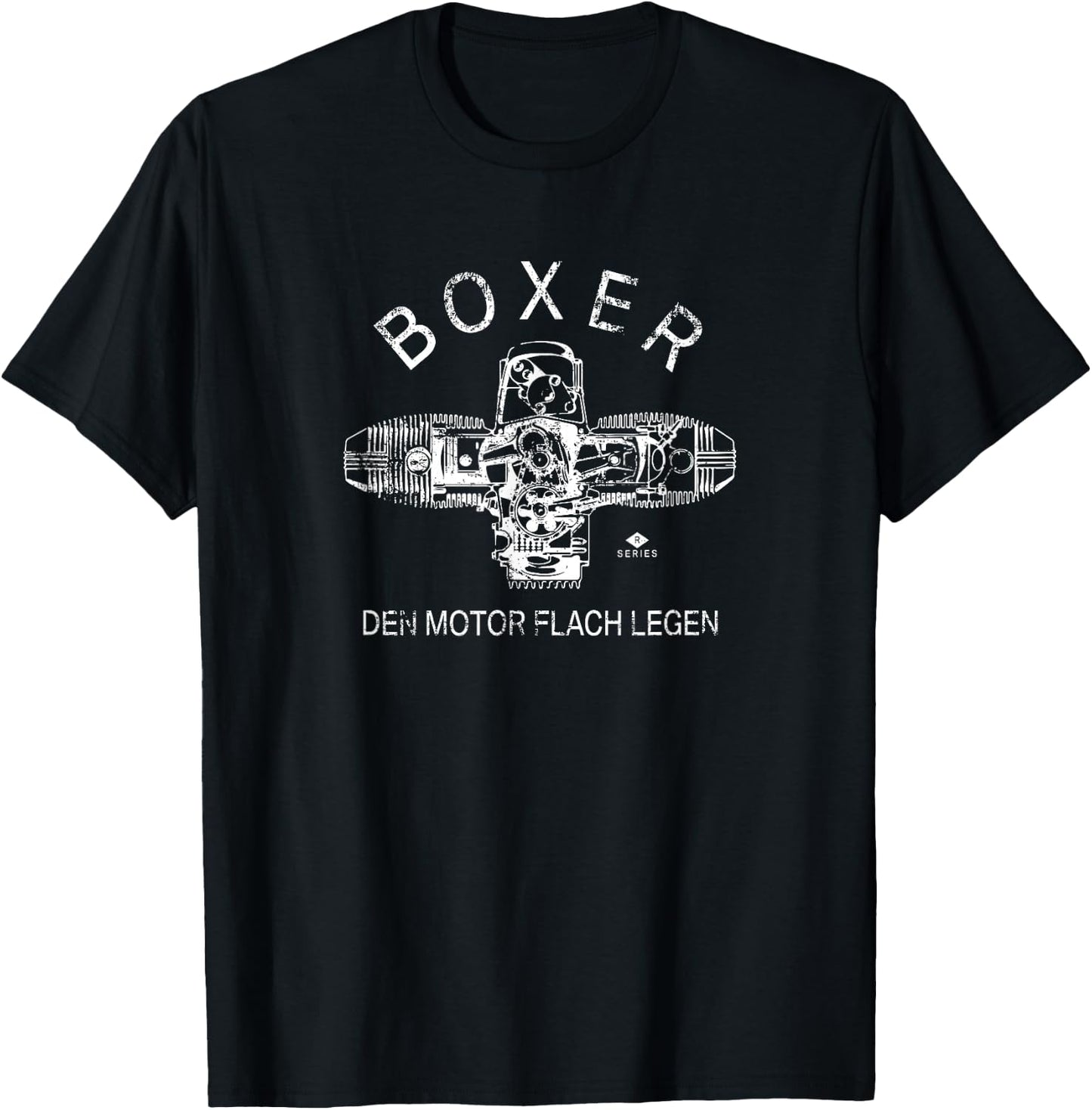 Boxer Motor Series R | Lay the Engine Flat | Motorcycle T-Shirt - T-Shirt | Black