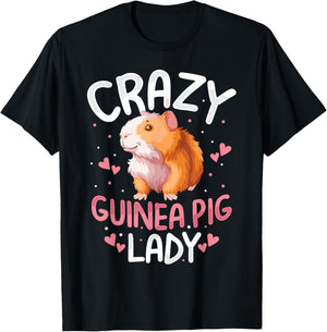 Crazy Guinea Pig Lady Women Girl Kid Funny Guinea Pig Lover T-Shirt - T-Shirt | Black