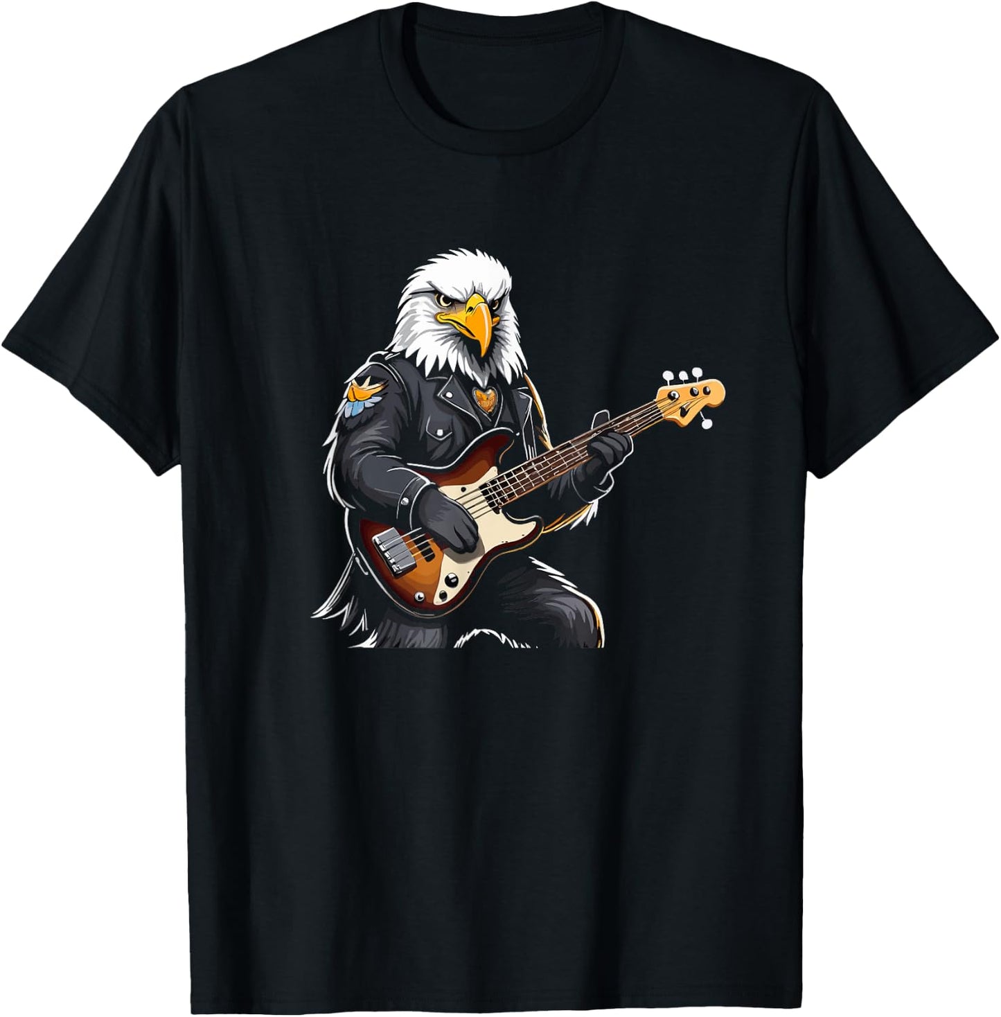 Eagle playing Electric Guitar, Eagle Guitarist T-Shirt - T-Shirt | Black