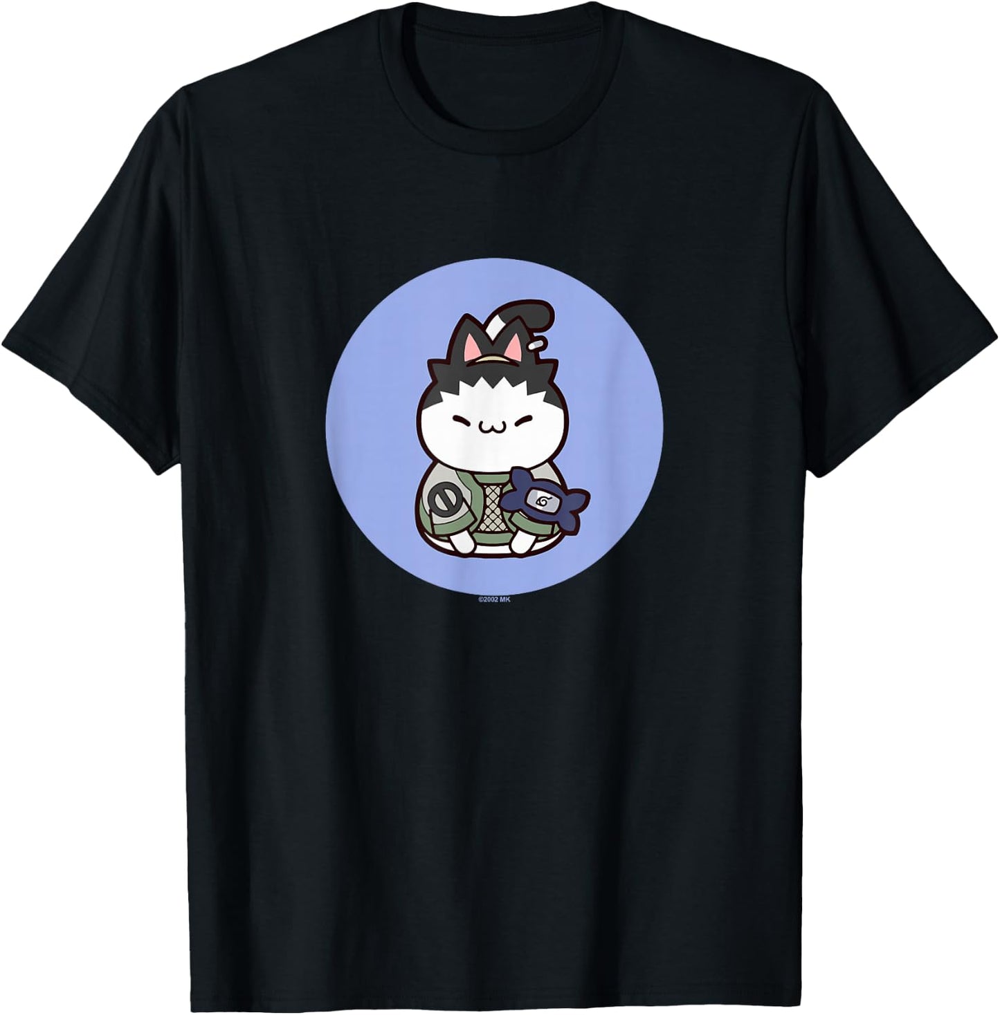 Nyaruto Cute Shikamaru Nara Cat Circle Big Chest Portrait T-Shirt - T-Shirt | Black