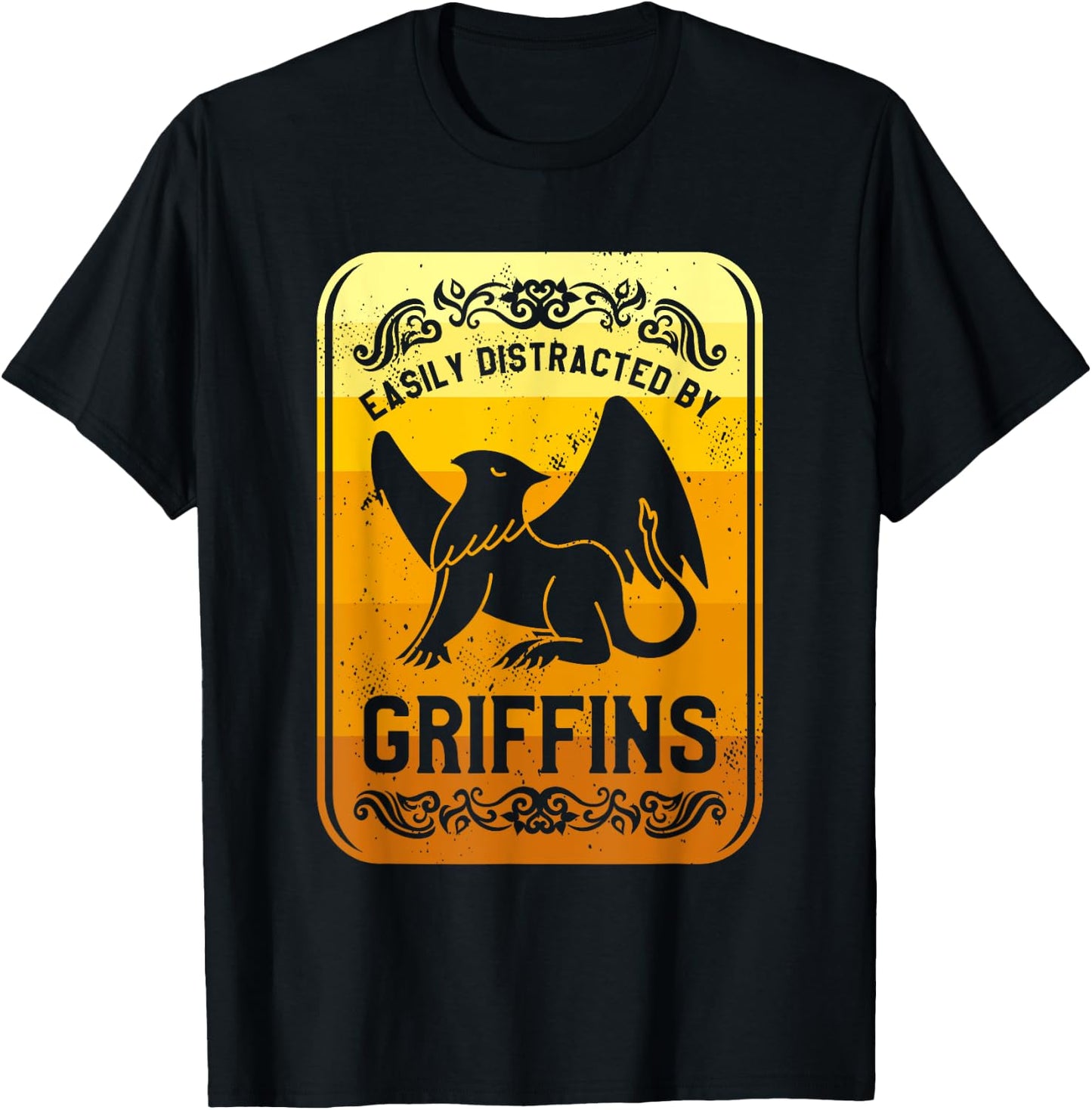 Easily Distracted By Griffins Gryphon Griffin Lover T-Shirt - T-Shirt | Black