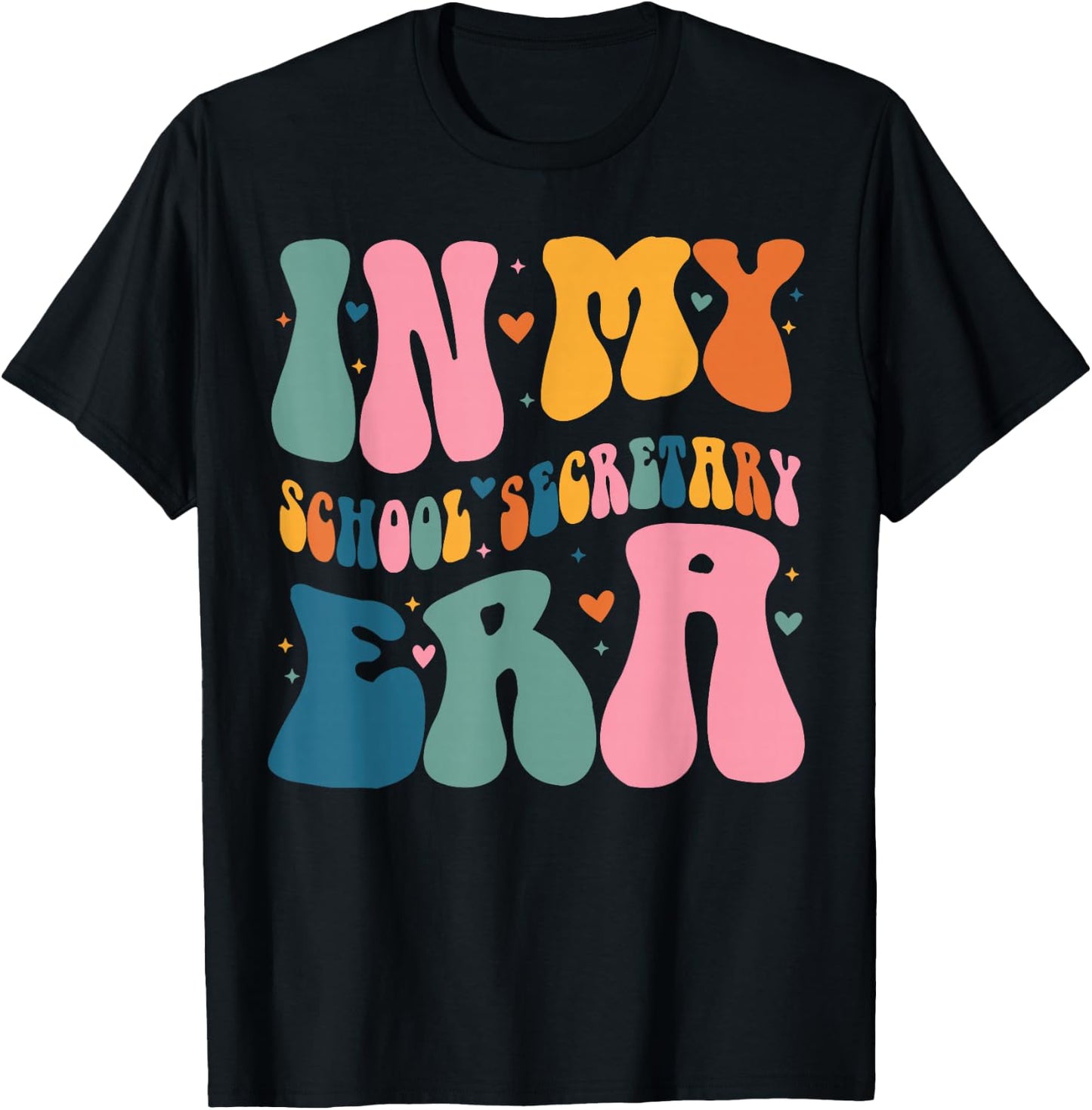 In My School Secretary Era Funny Groovy Color T-Shirt - T-Shirt | Black