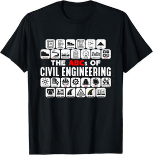 Civil Engineer Designs for Civil Engineers -Adults Black Small The ABCs Of Civil Engineer T-Shirt - T-Shirt | Black