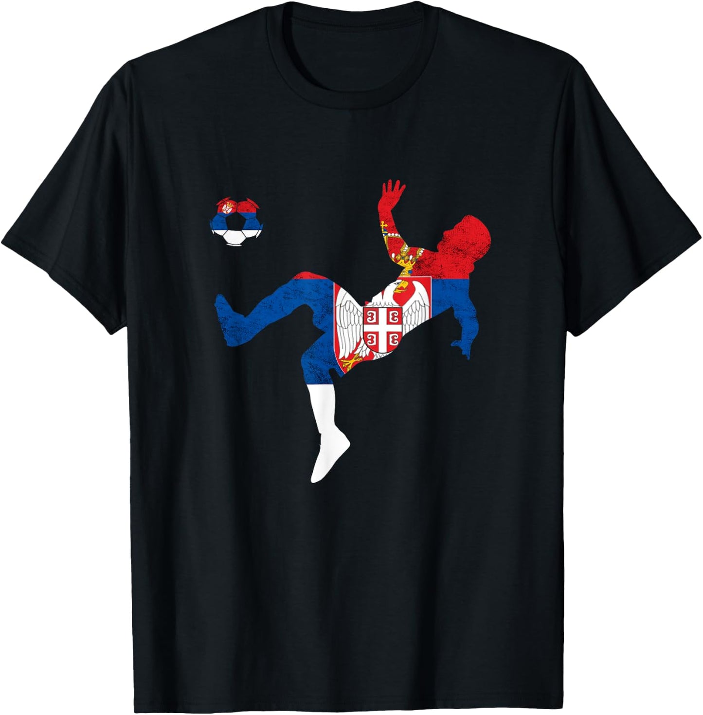 Serbia Flag Emblem Serbian Soccer Player Serbian Pride T-Shirt - T-Shirt | Black