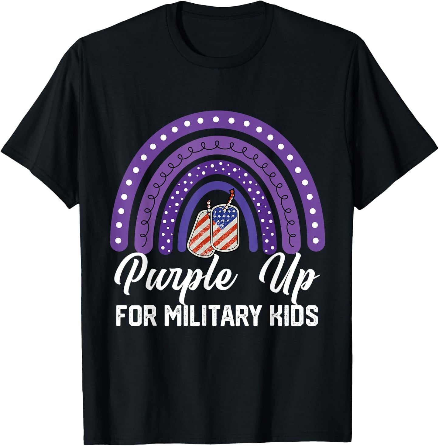 Purple up for Military Kids Rainbow T-Shirt - T-Shirt | Black