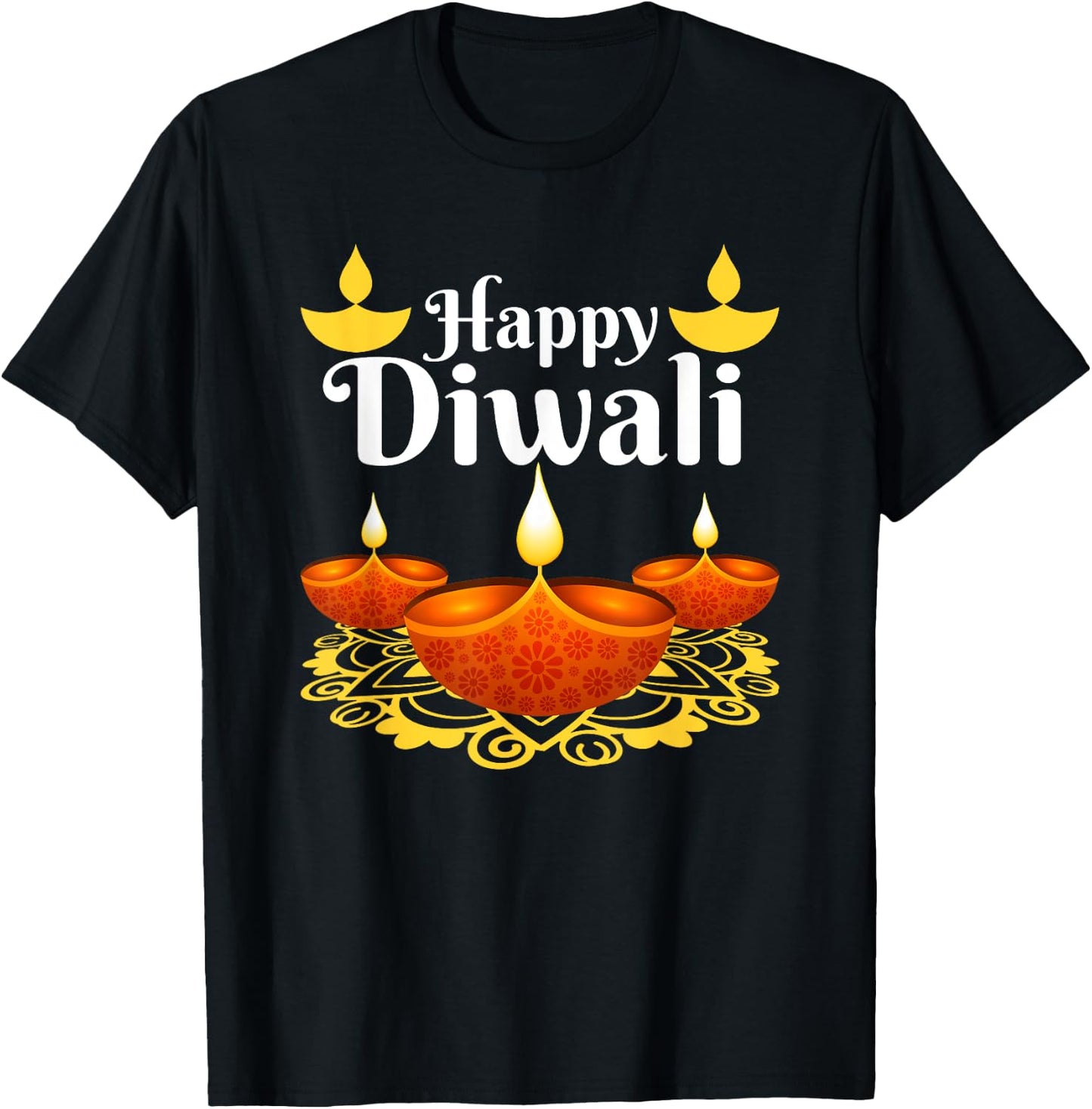 Cool Happy Diwali Festival of Light Diva Lanterns T-Shirt - T-Shirt | Black