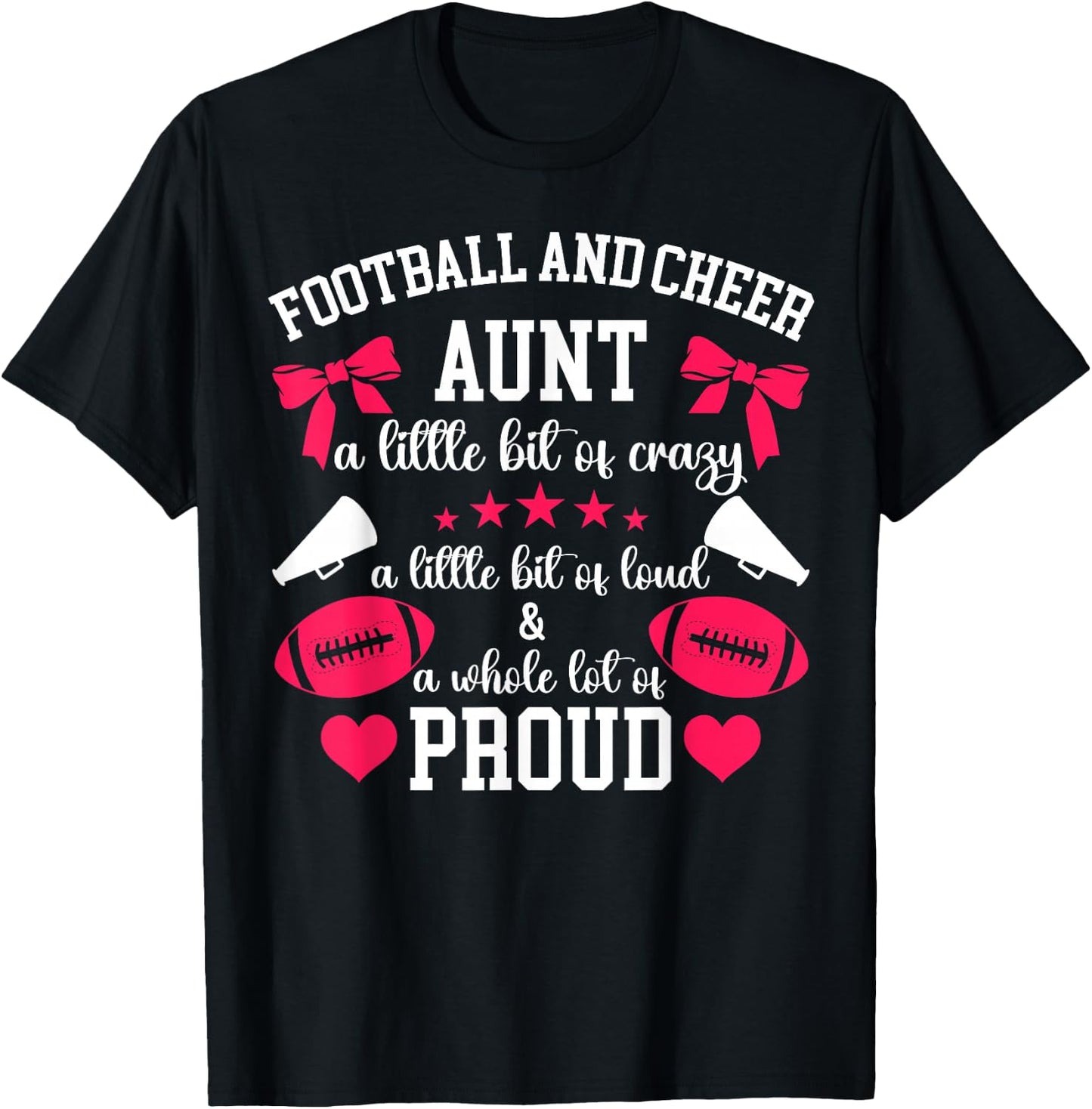 Football And Cheer Aunt Proud Football & Cheer Auntie T-Shirt - T-Shirt | Black