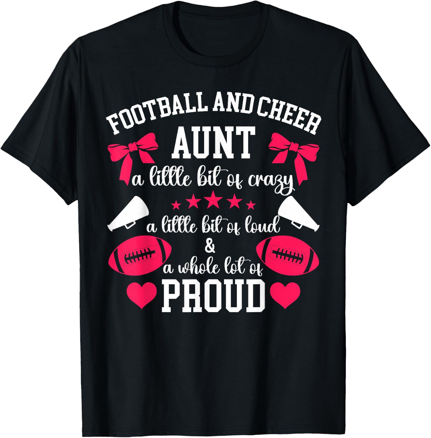 Football And Cheer Aunt Proud Football & Cheer Auntie T-Shirt - T-Shirt | Black